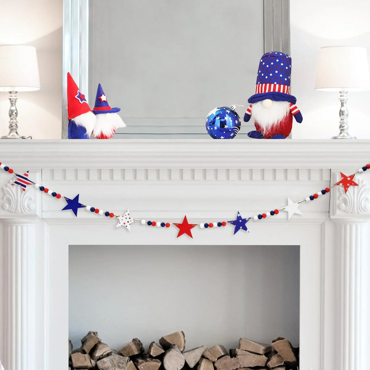 Star Garland Red White & Blue Weather-Resistant