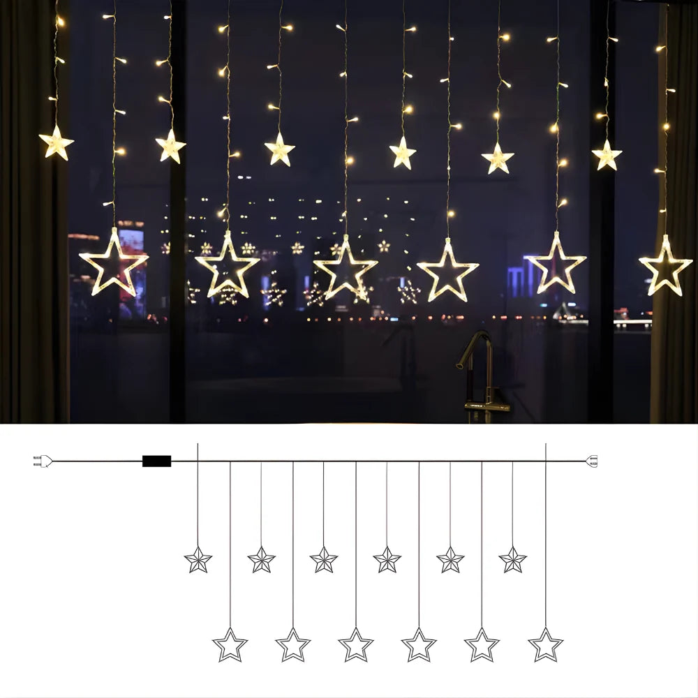 Star Light Curtain Warm White & Battery Powered