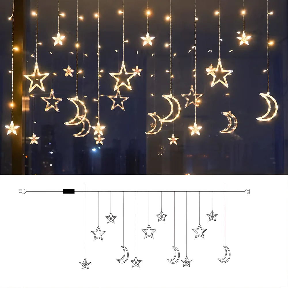 Star Light Curtain Warm White & Battery Powered