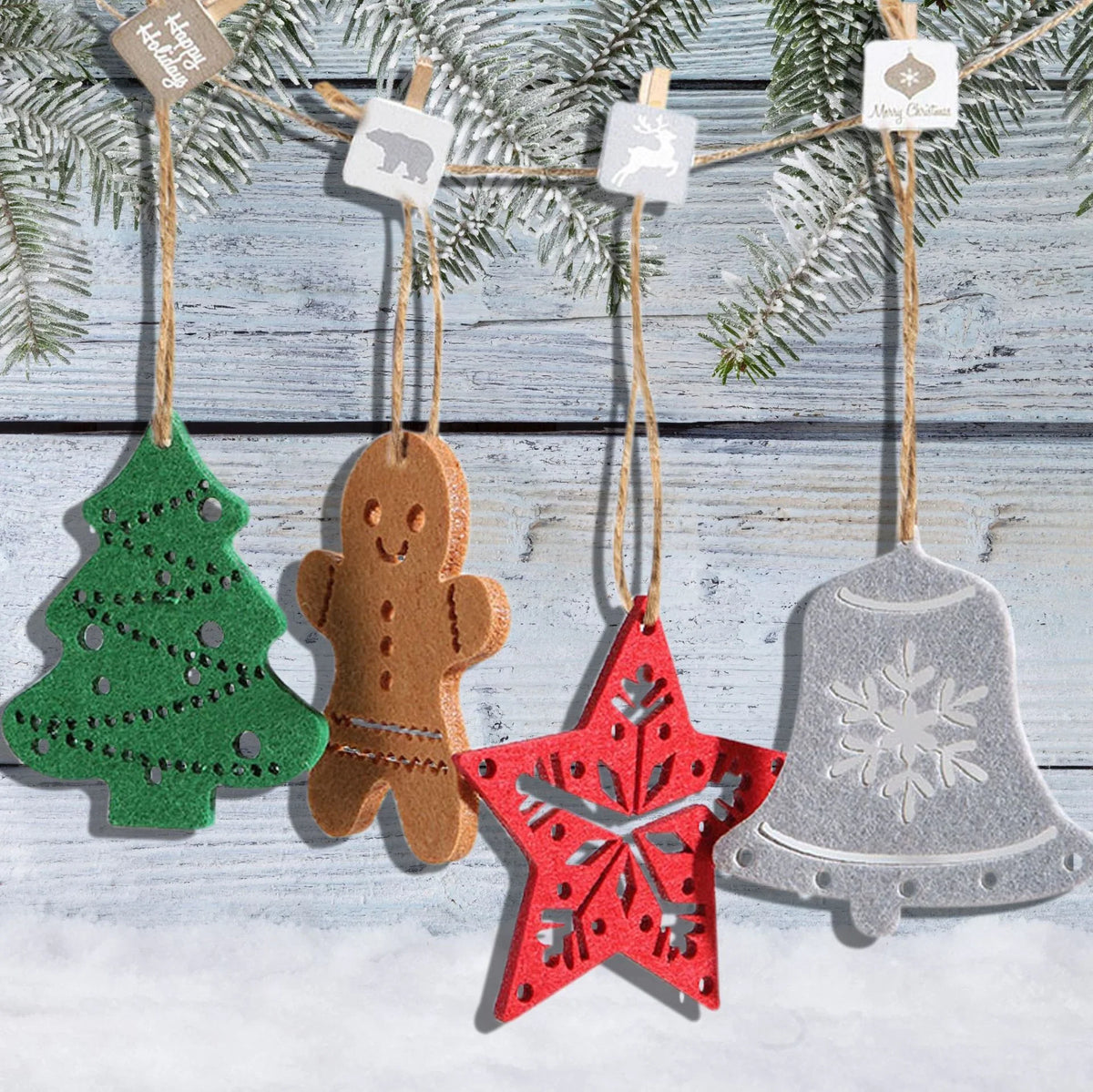 Star Ornament Felt With Hanging Cord