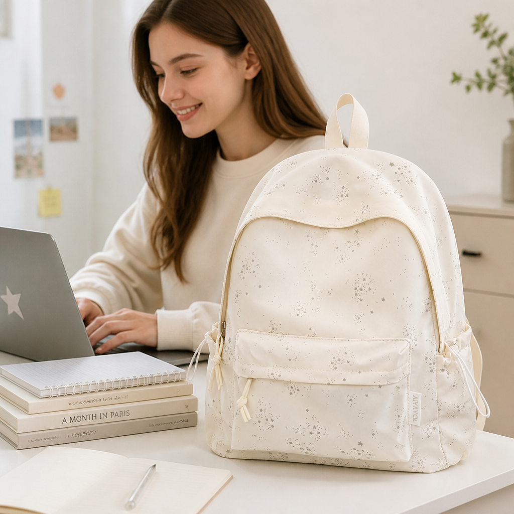 Star-Patterned Laptop Compartment School Backpack