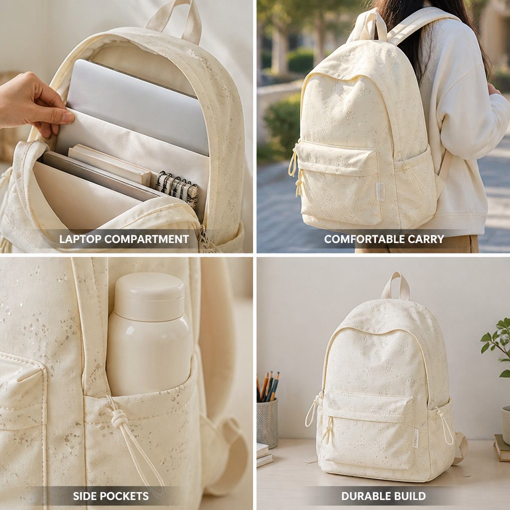 Star-Patterned Laptop Compartment School Backpack
