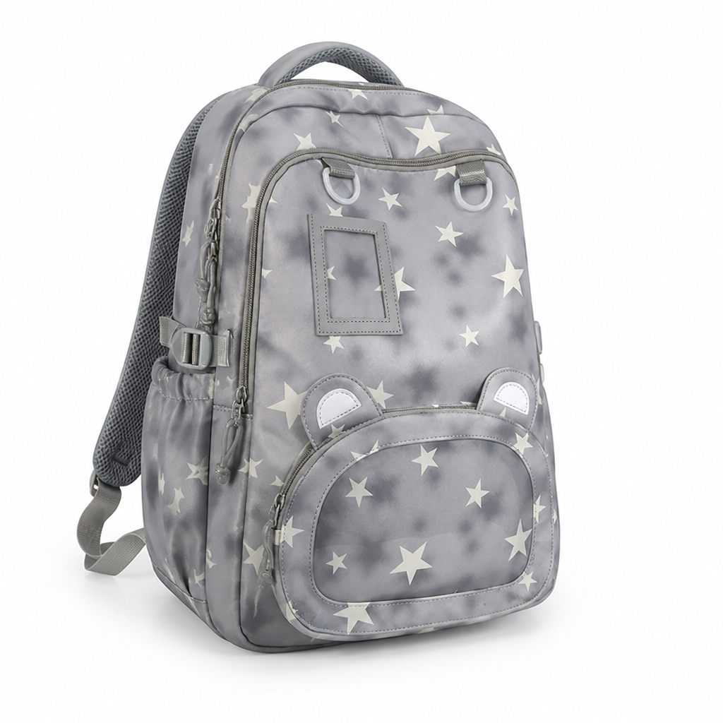 Star-Patterned Multi-Compartment Kids Backpack
