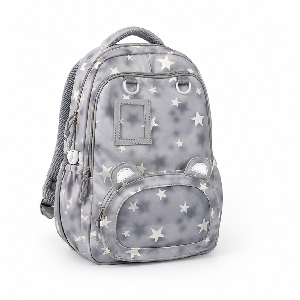 Star-Patterned Multi-Compartment Kids Backpack