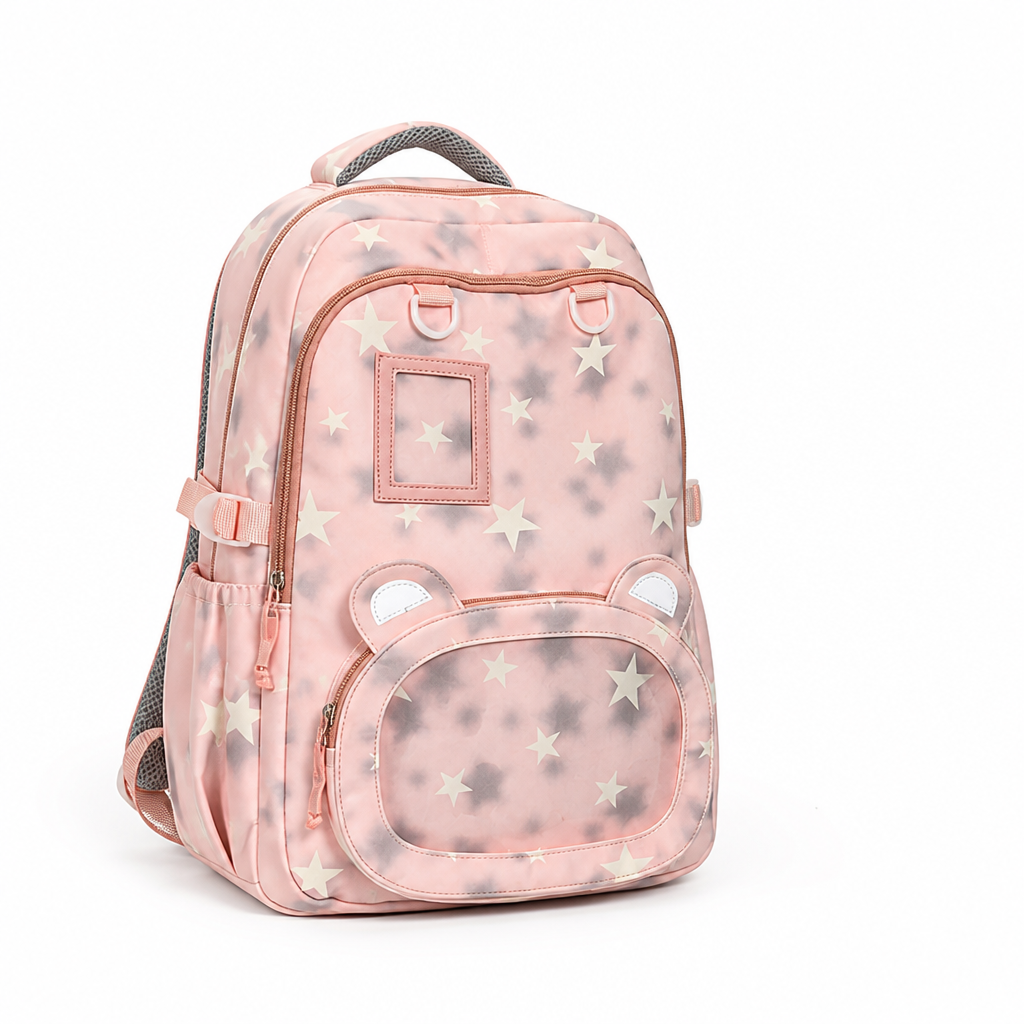 Star-Patterned Multi-Compartment Kids Backpack