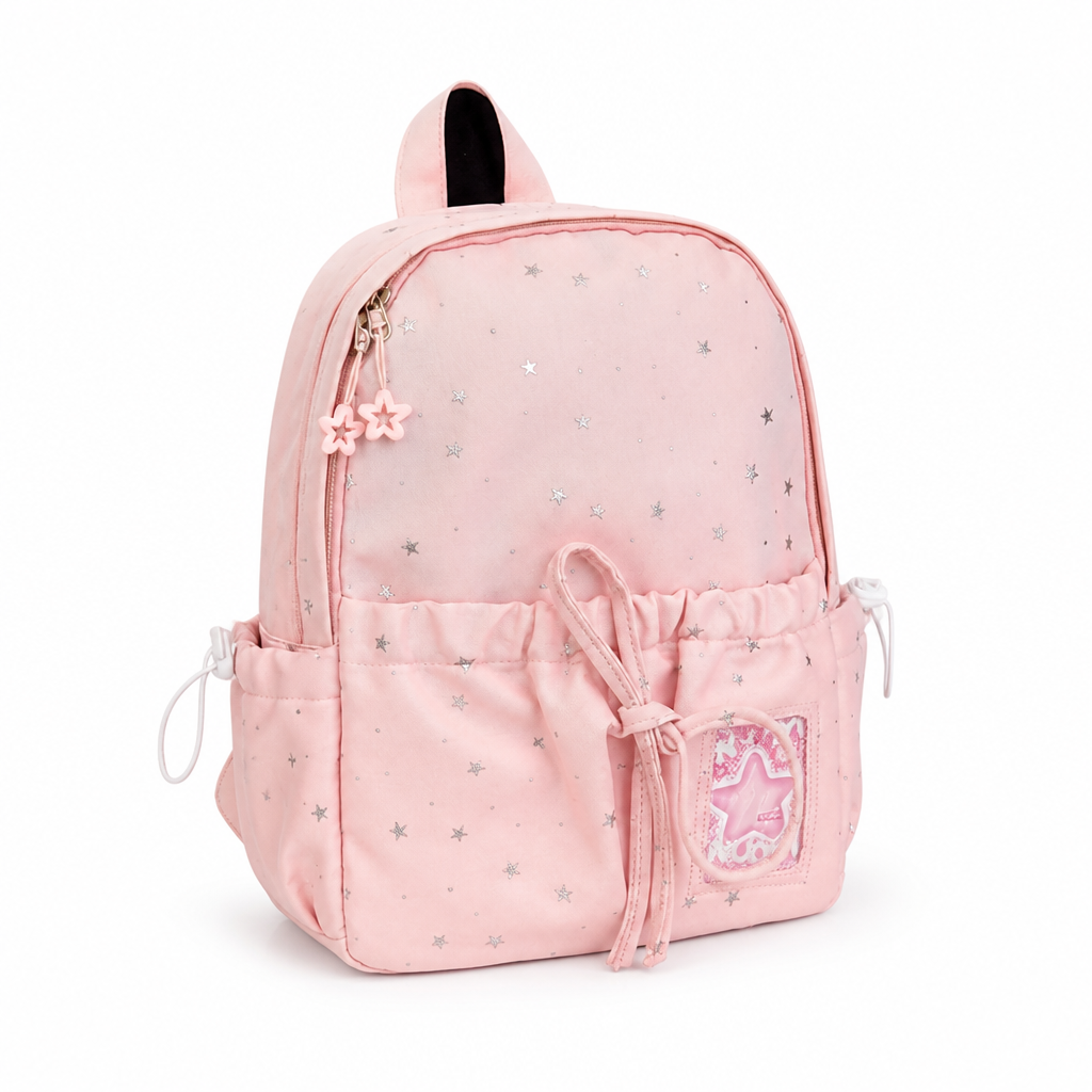 Star-Print Spacious School Backpack (Adjustable Straps)