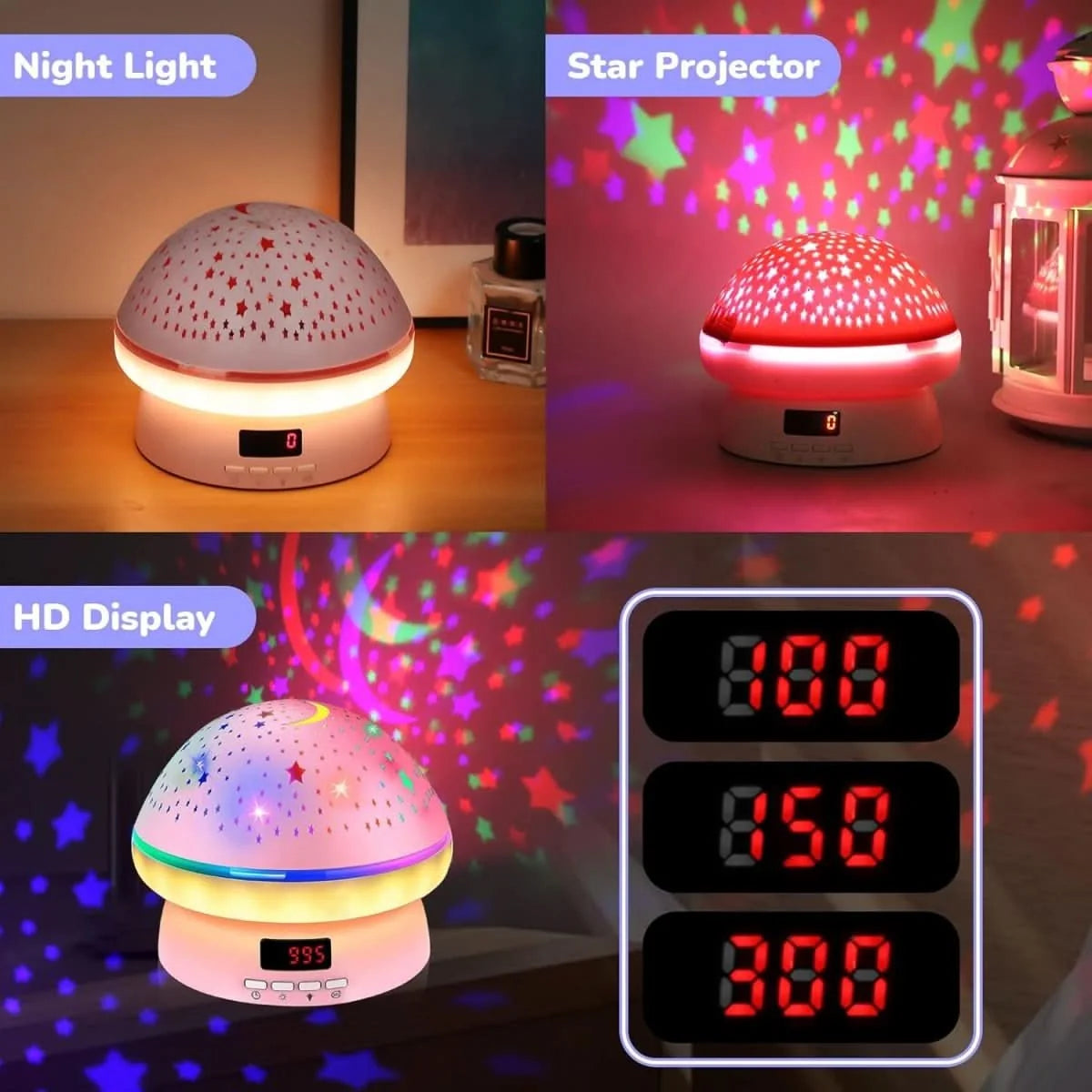 Star Projector 16 Colors 360-Degree Rotation Timer & Remote Control