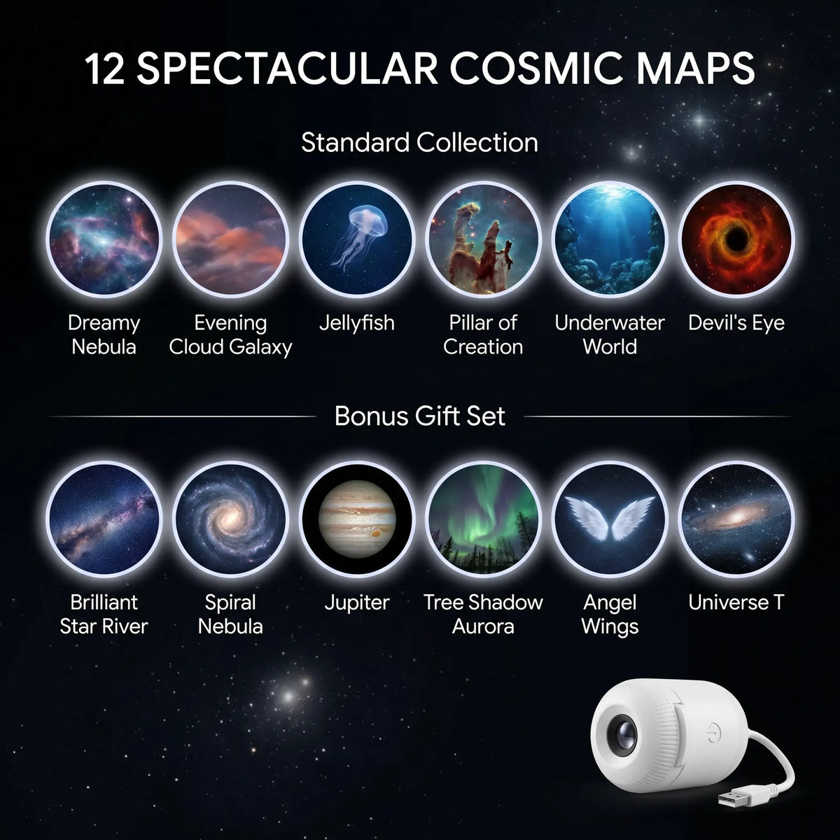 Star Projector 300-Lumen Portable Eye-Protection Technology