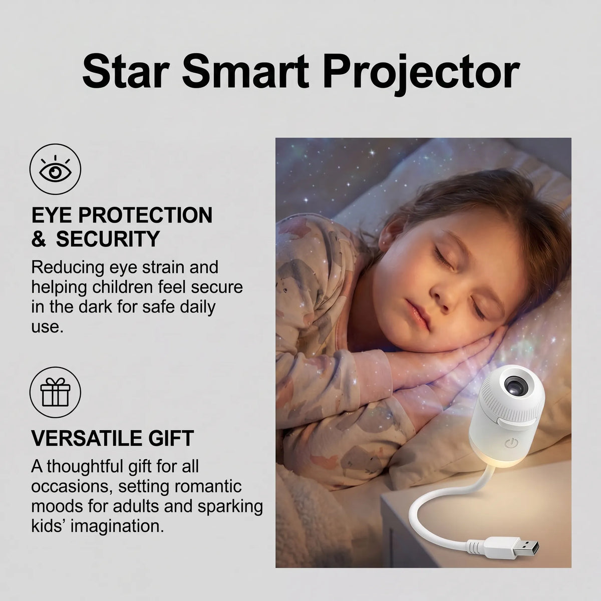 Star Projector 300-Lumen Portable Eye-Protection Technology