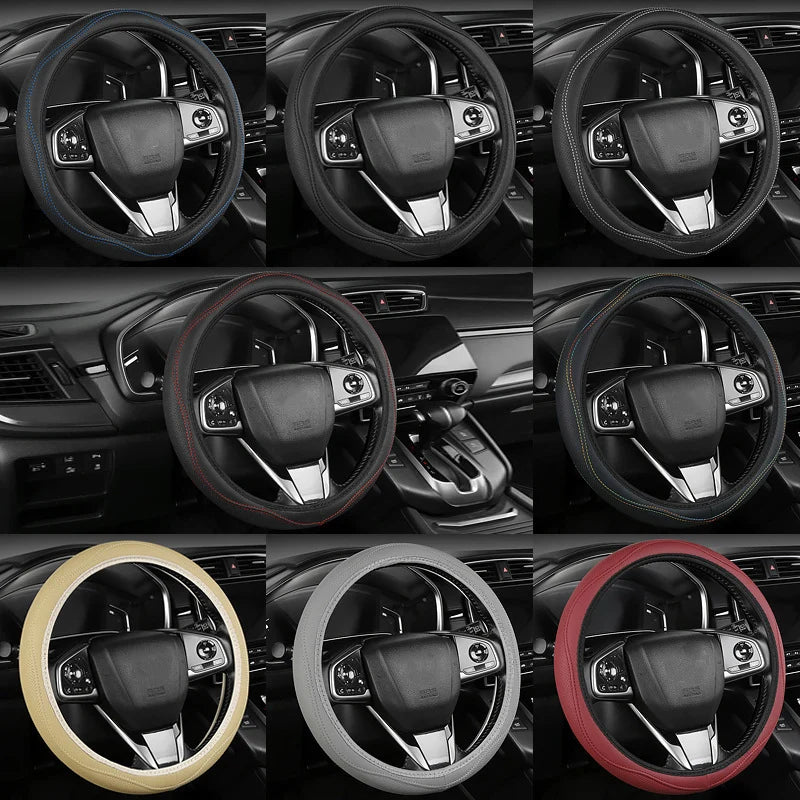 Steering Wheel Cover Perforated Faux Leather Anti-Slip Grip