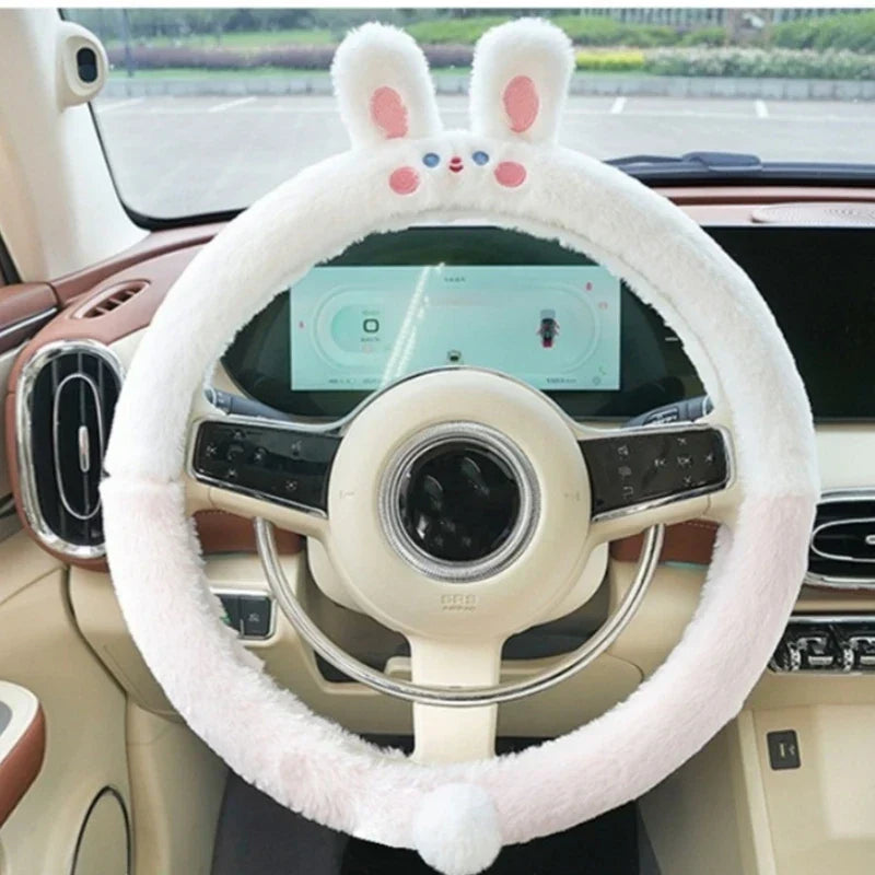 Steering Wheel Cover Plush Animal Design Warm Grip