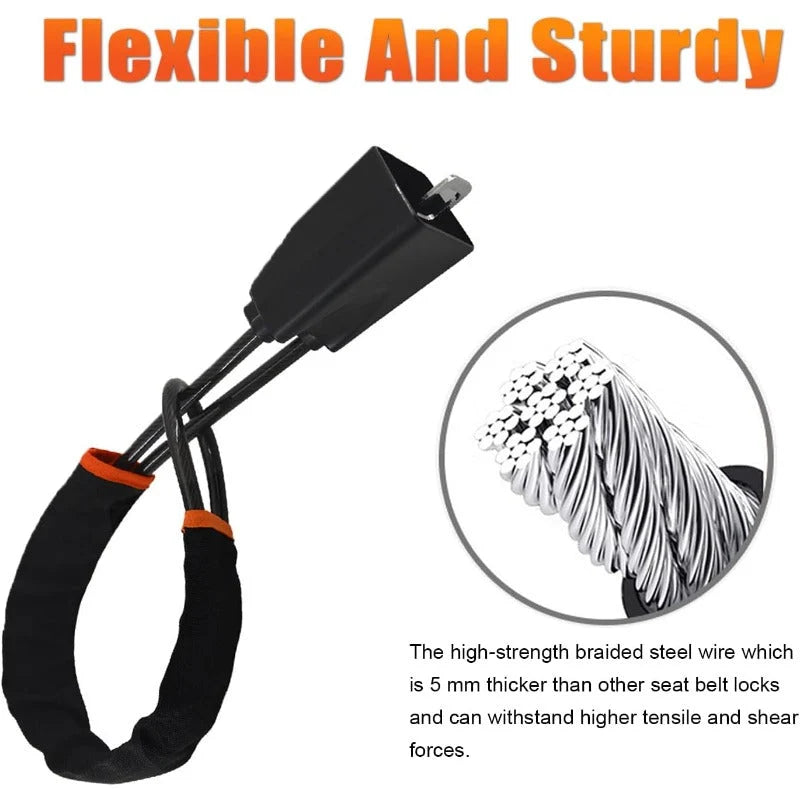 Steering Wheel Lock Braided Steel Seatbelt Anchor Design