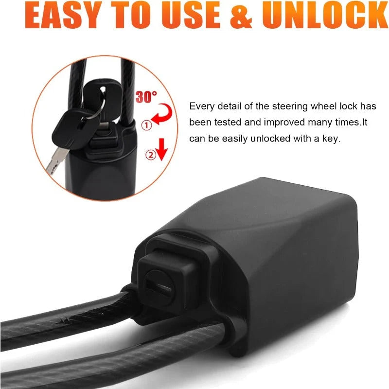 Steering Wheel Lock Braided Steel Seatbelt Anchor Design