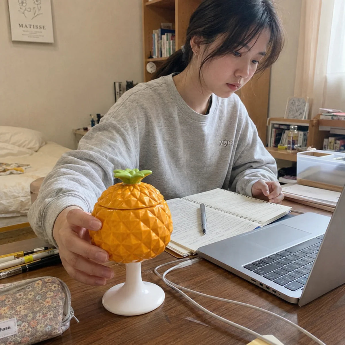 Stemmed Drinking Cup Tropical Fruit Design Two Sizes