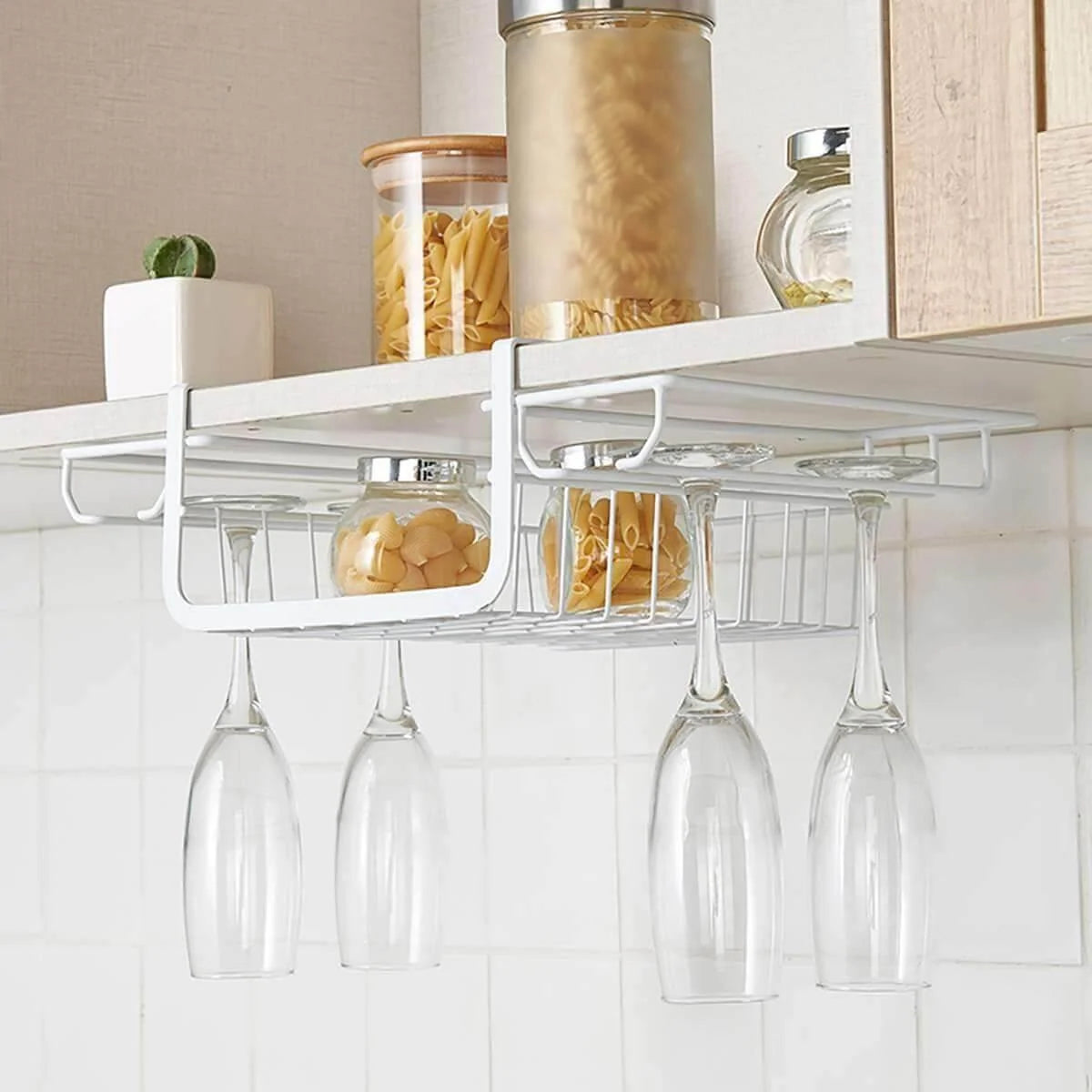 Stemware Rack Under Cabinet Iron Space-Saving