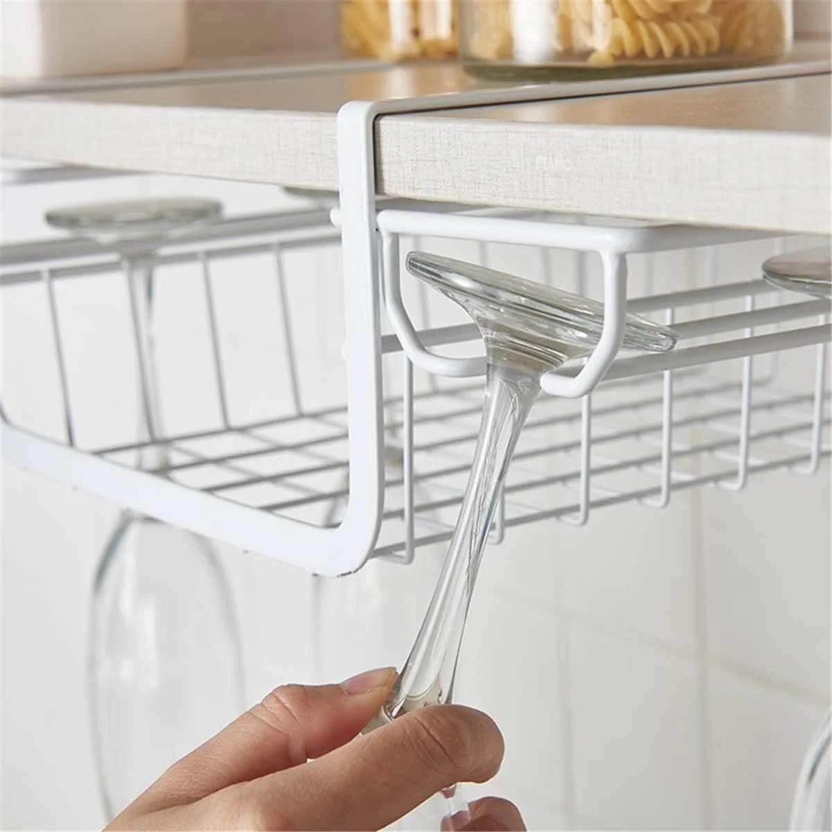 Stemware Rack Under Cabinet Iron Space-Saving