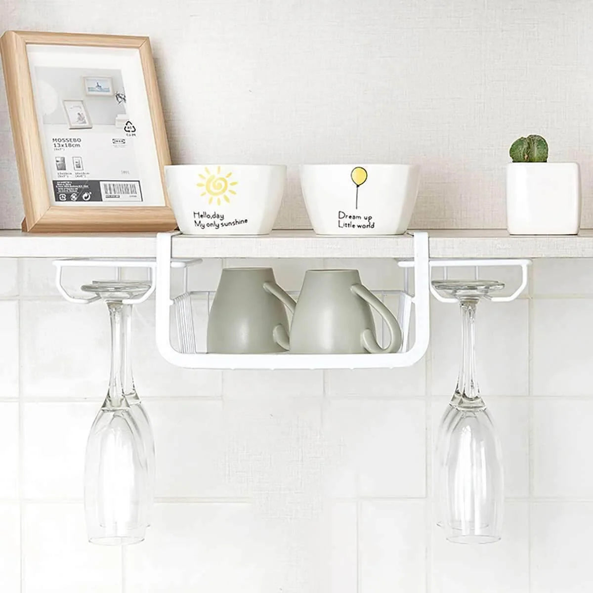 Stemware Rack Under Cabinet Iron Space-Saving