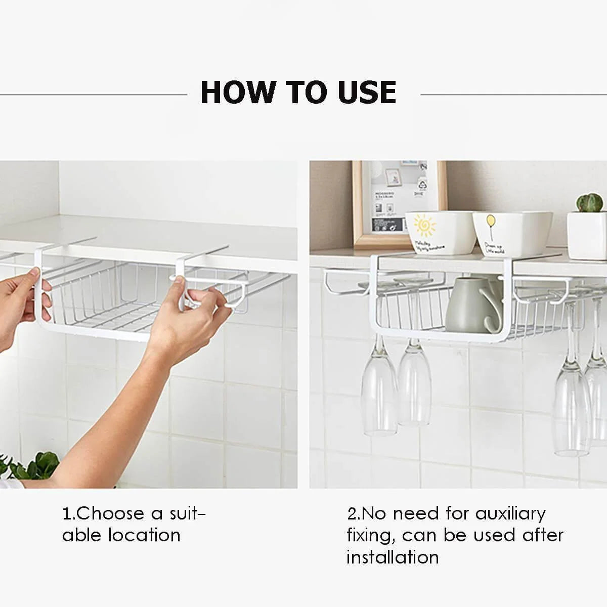 Stemware Rack Under Cabinet Iron Space-Saving