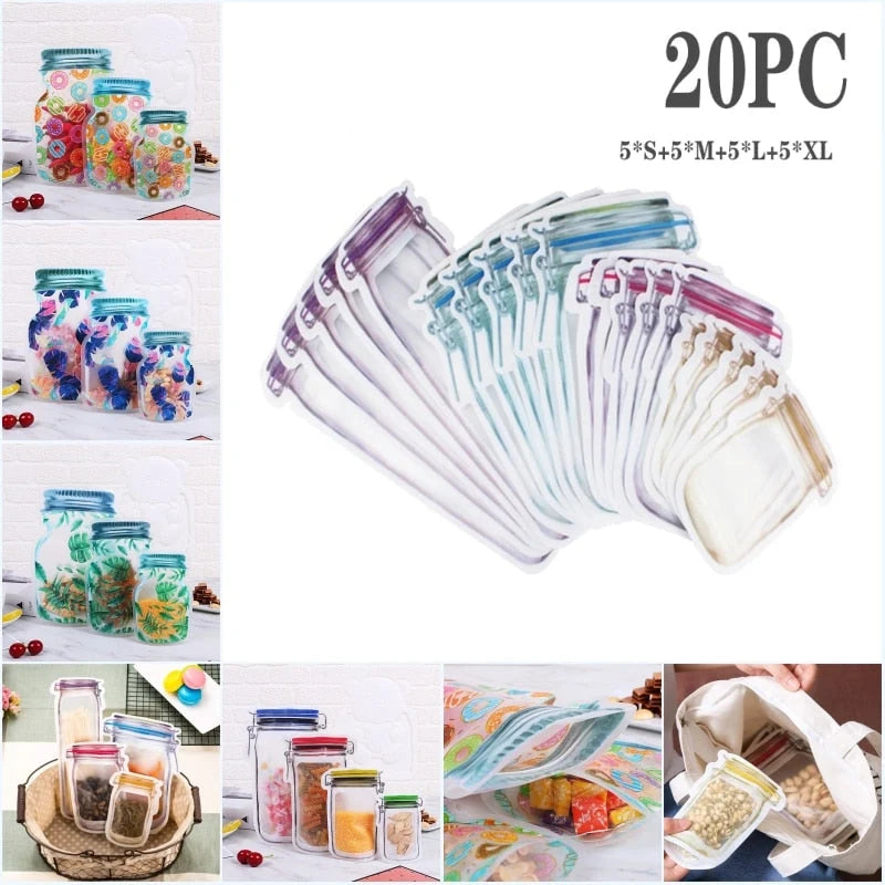 Storage Bags Transparent Reusable Foldable PET PE