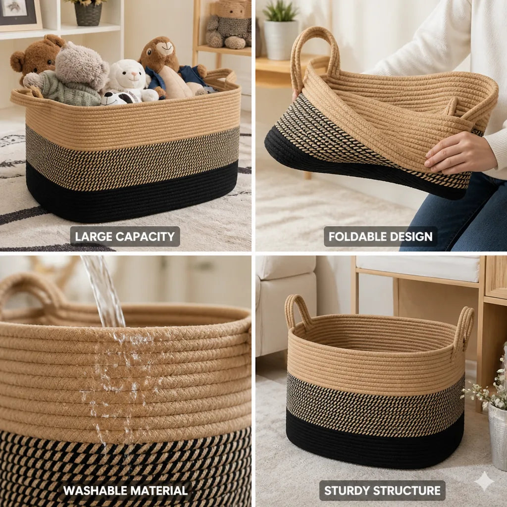 Storage Basket 55 L Foldable & Washable Polyester