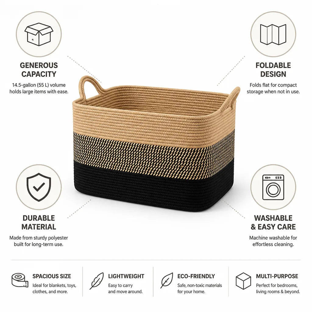 Storage Basket 55 L Foldable & Washable Polyester