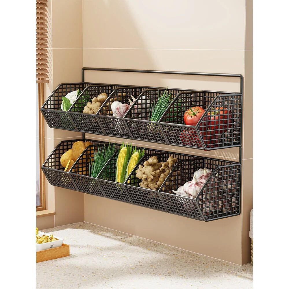 Storage Basket Wall-Mounted Ventilated Plastic