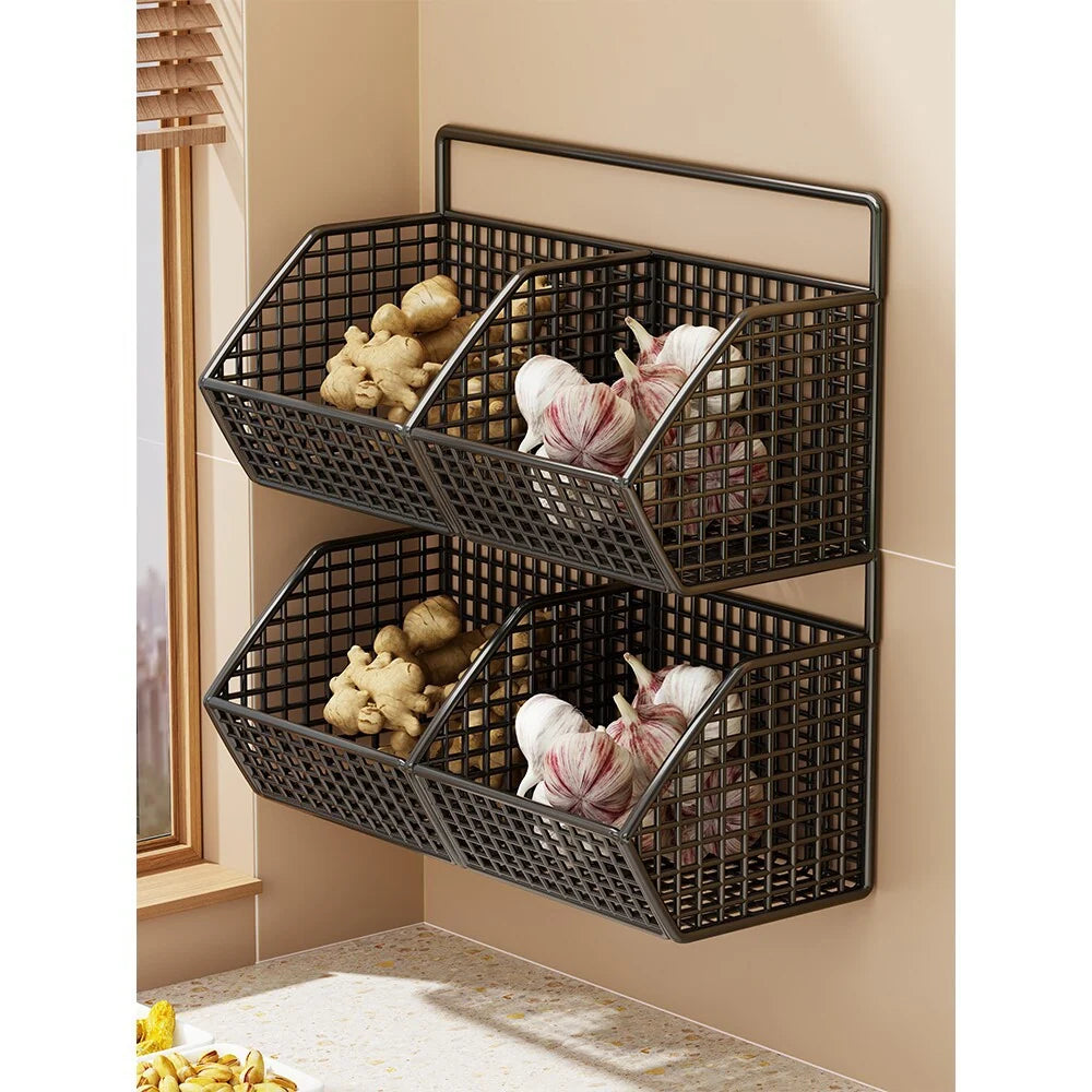Storage Basket Wall-Mounted Ventilated Plastic