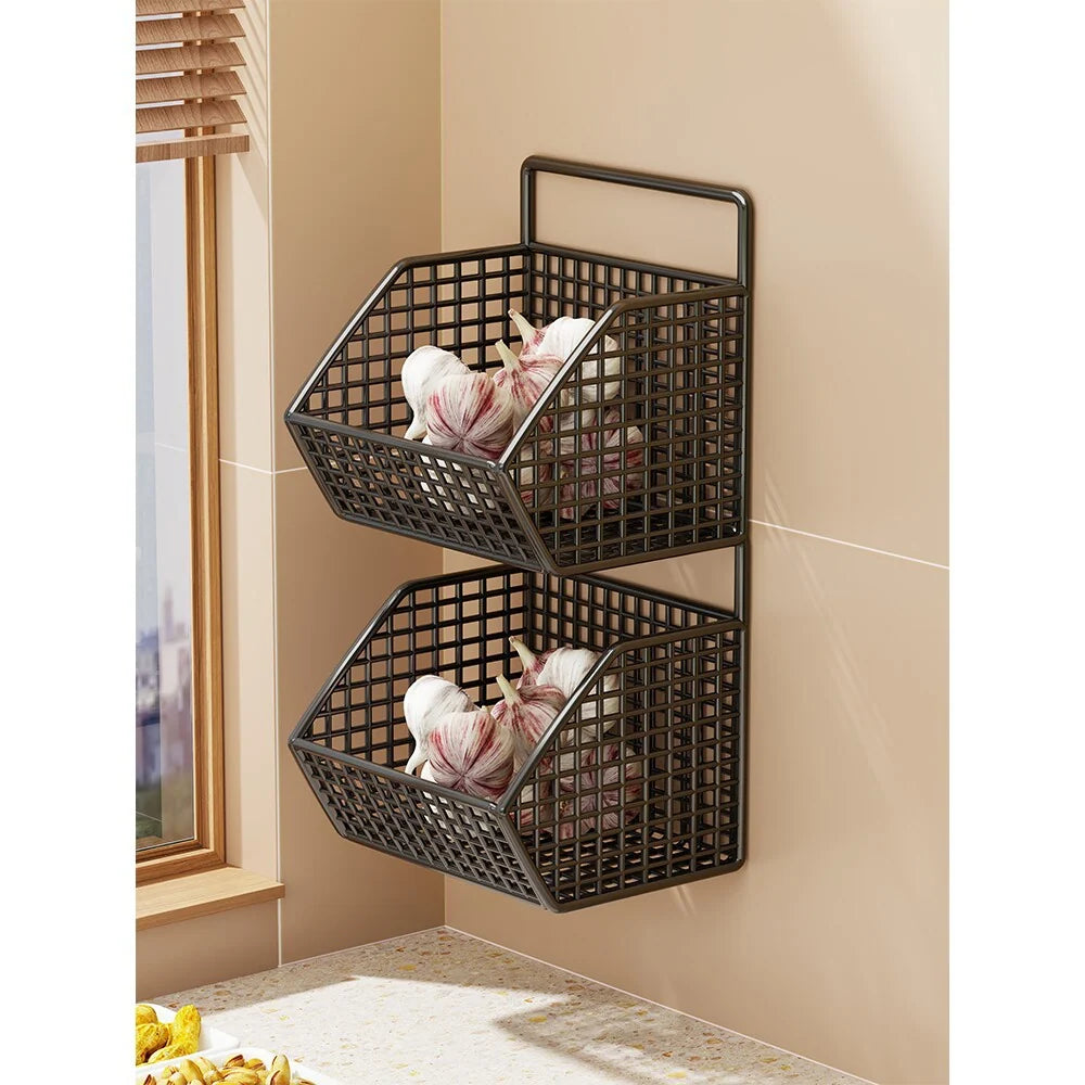 Storage Basket Wall-Mounted Ventilated Plastic