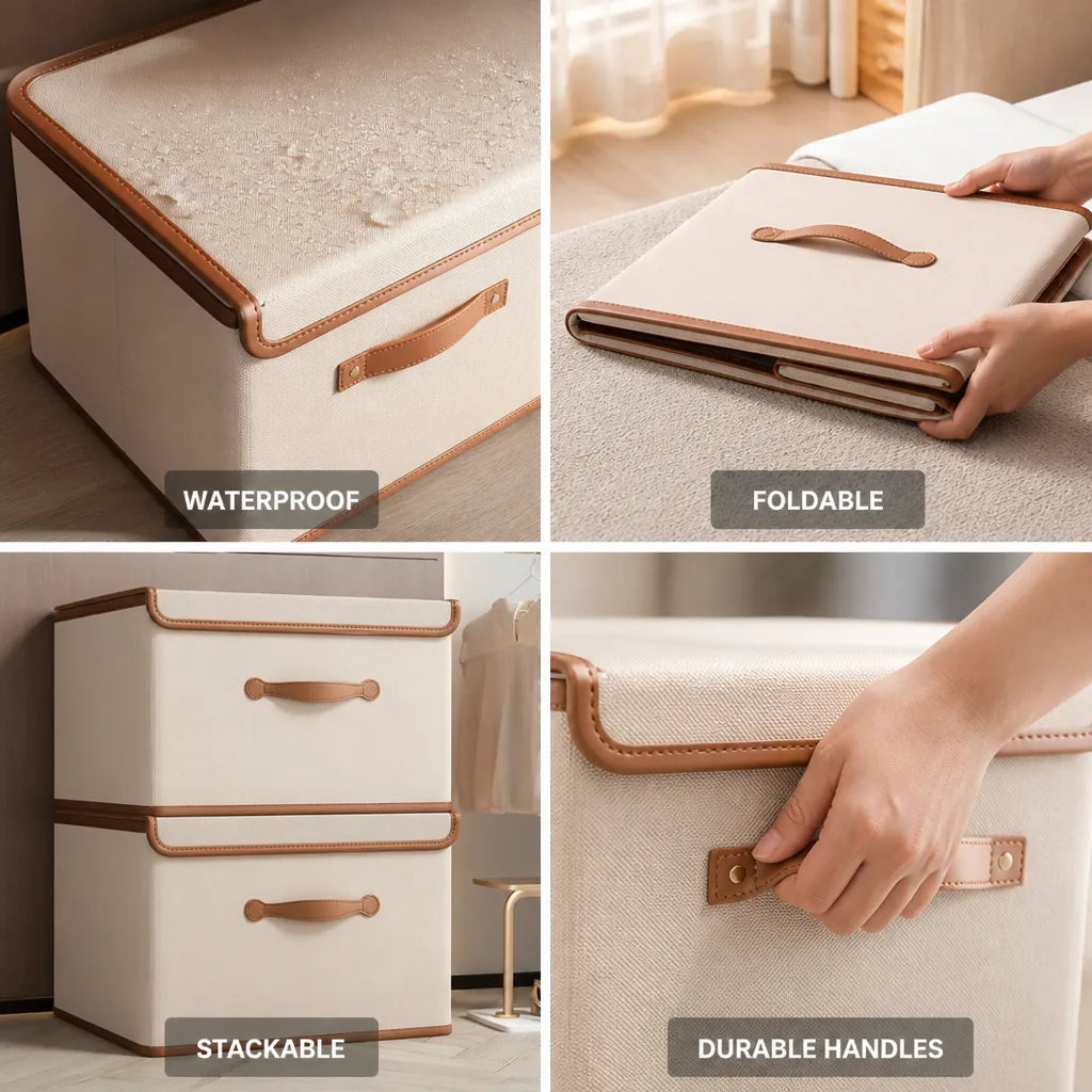 Storage Box Foldable Waterproof Stackable With Lid