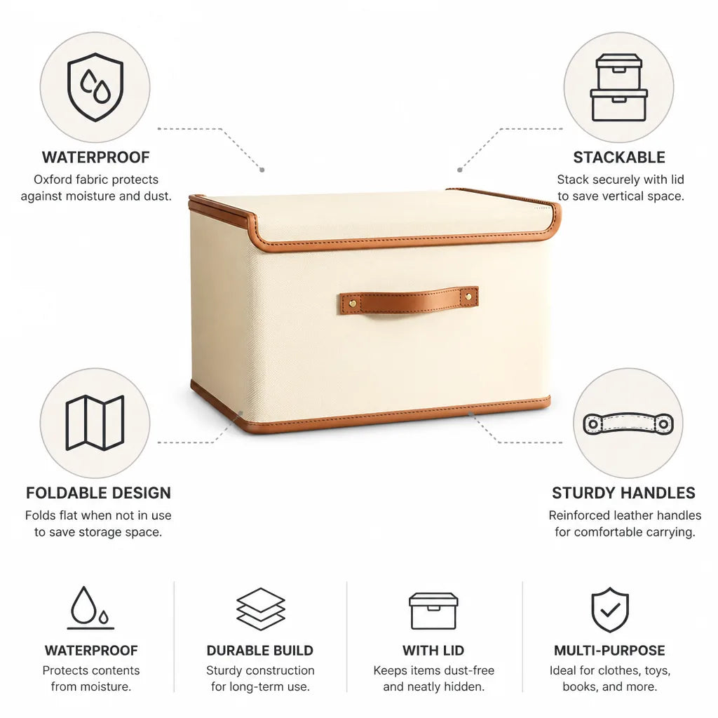 Storage Box Foldable Waterproof Stackable With Lid