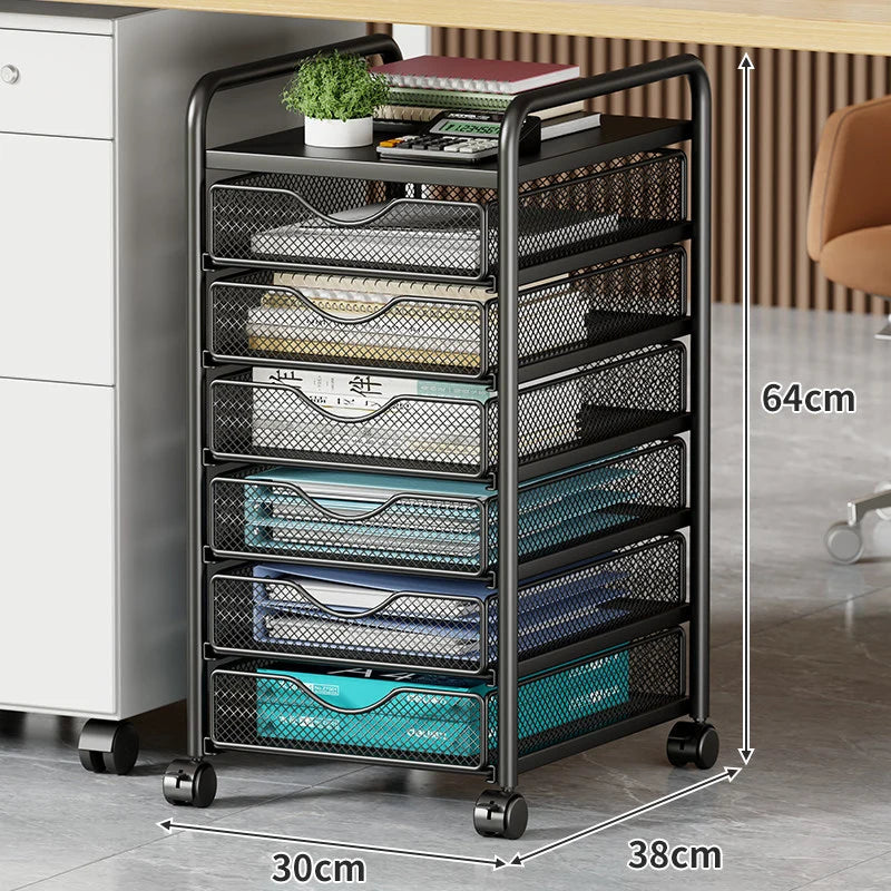 Storage Cart Ventilated Mesh Drawers Locking Swivel Casters