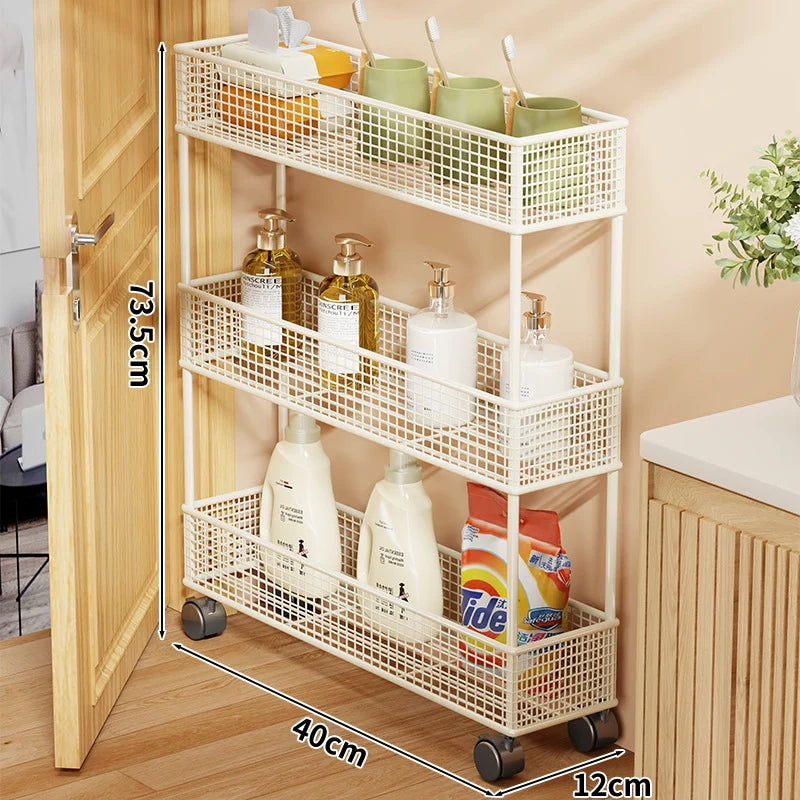 Storage Organizer Slim Freestanding Mesh Shelves for Narrow Gaps