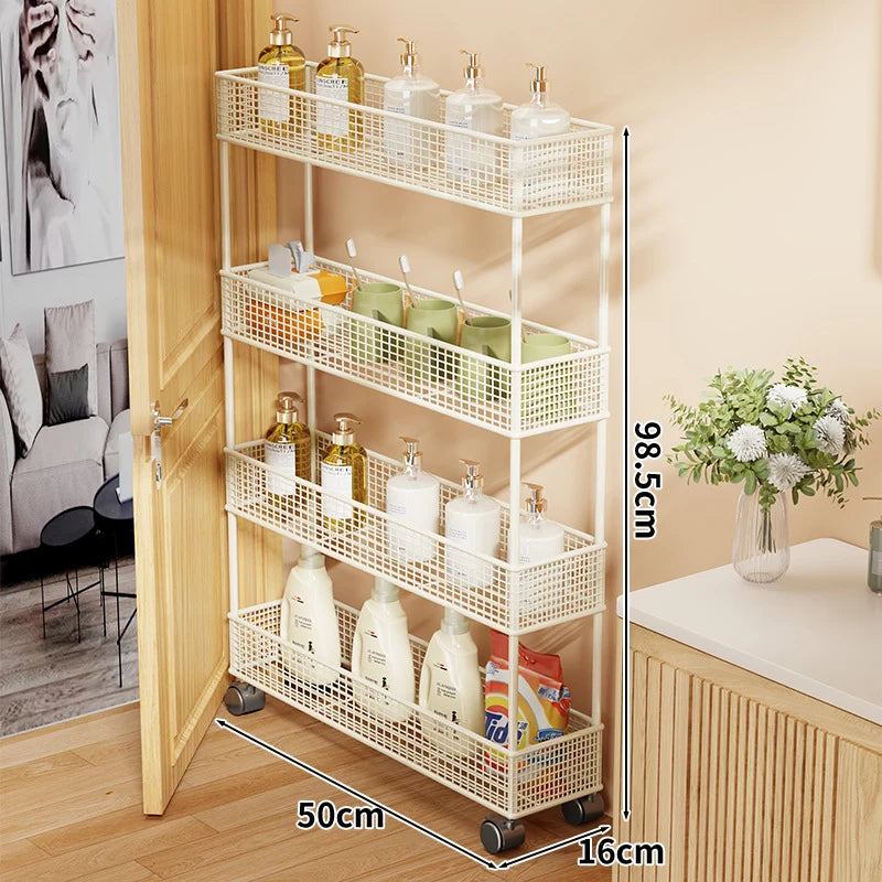 Storage Organizer Slim Freestanding Mesh Shelves for Narrow Gaps