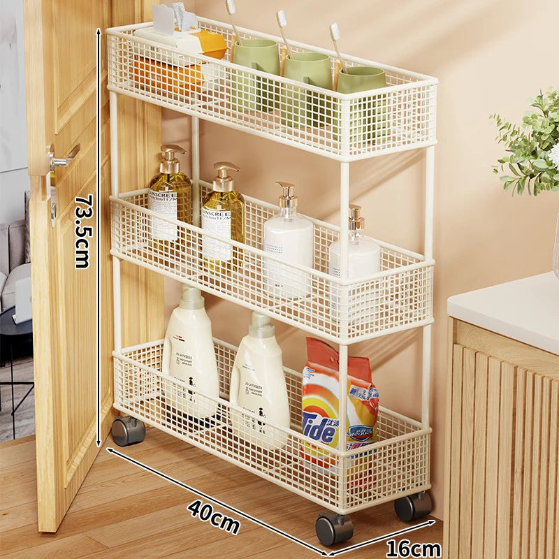 Storage Organizer Slim Freestanding Mesh Shelves for Narrow Gaps