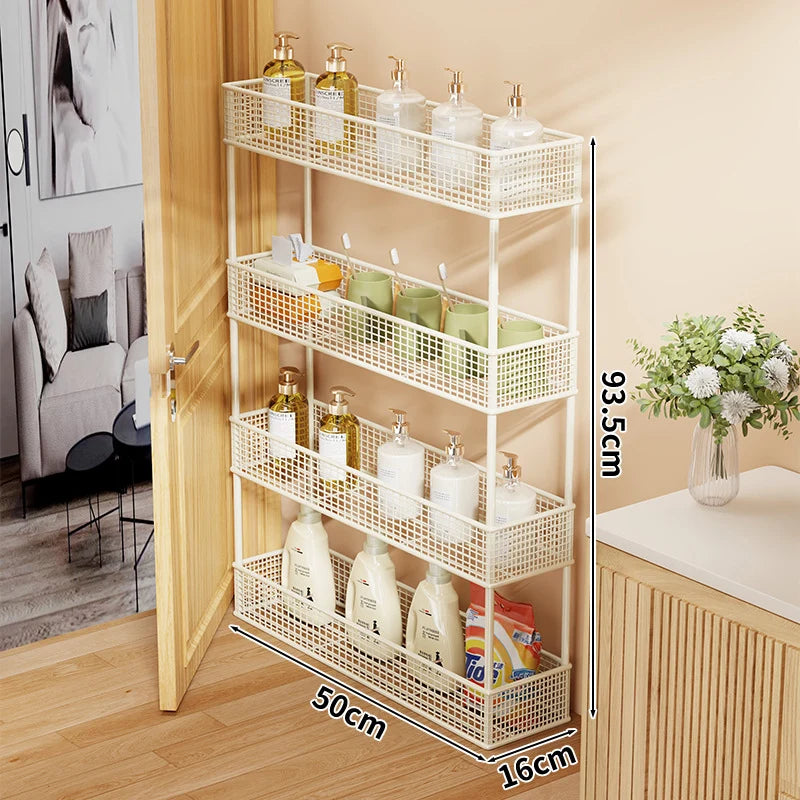 Storage Organizer Slim Freestanding Mesh Shelves for Narrow Gaps