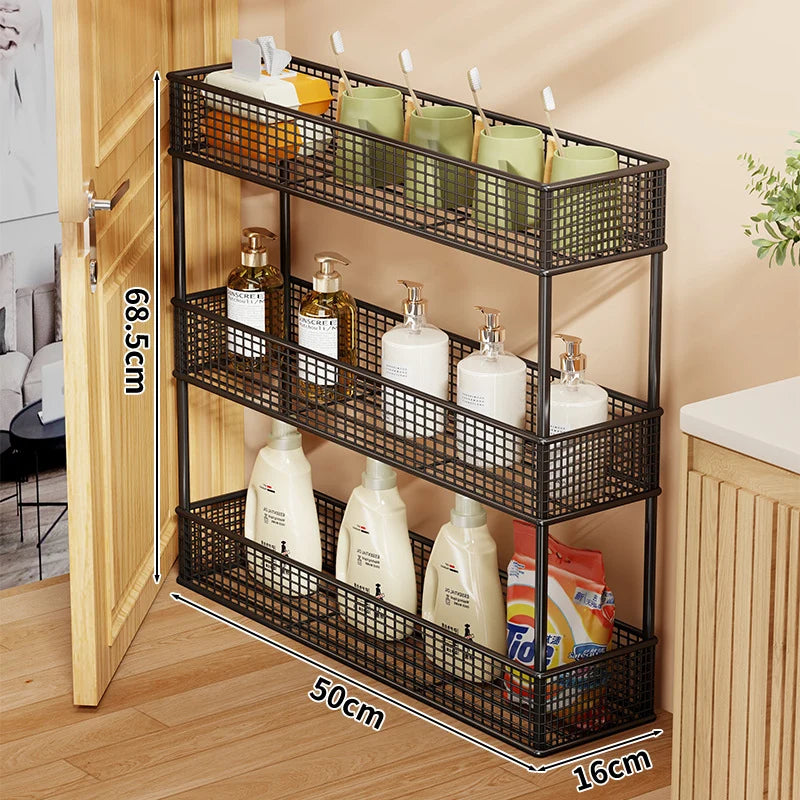Storage Organizer Slim Freestanding Mesh Shelves for Narrow Gaps