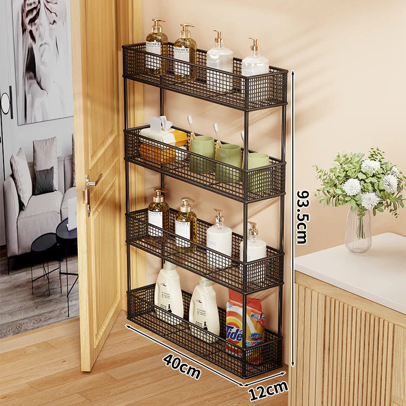 Storage Organizer Slim Freestanding Mesh Shelves for Narrow Gaps