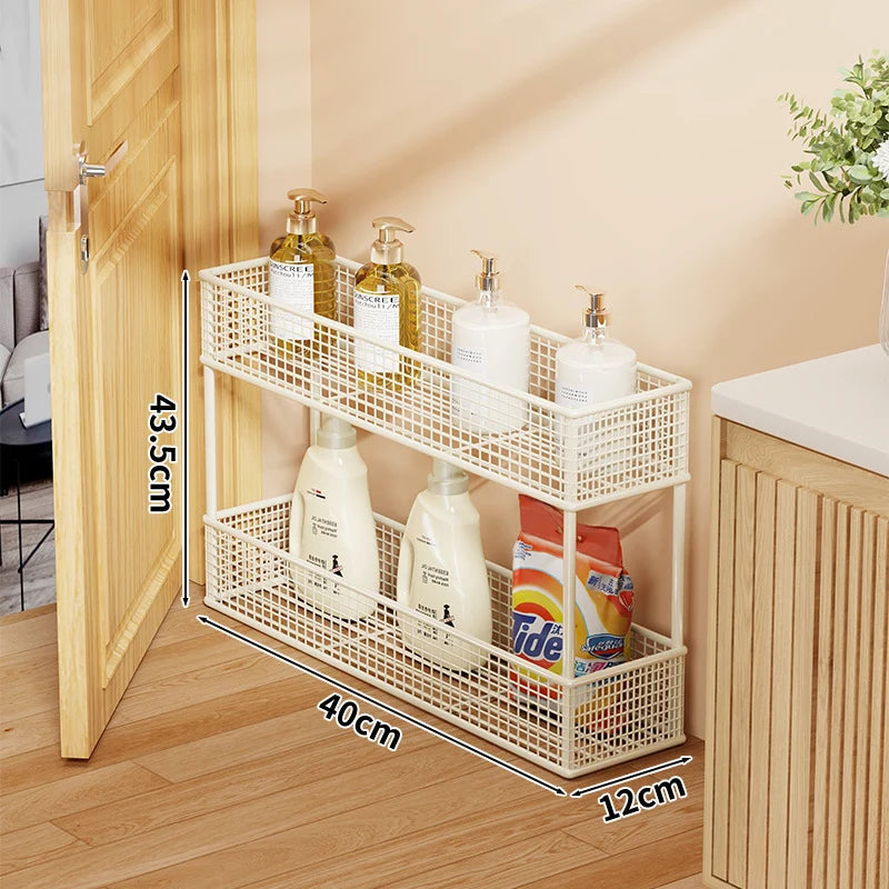 Storage Organizer Slim Freestanding Mesh Shelves for Narrow Gaps