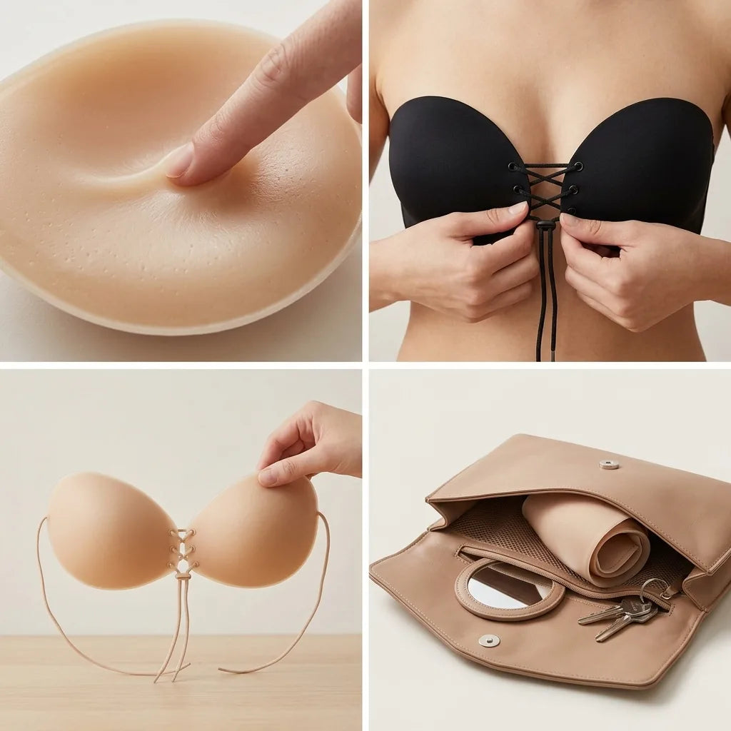Strapless Bra Front Closure Self-Adhesive Silicone Reusable