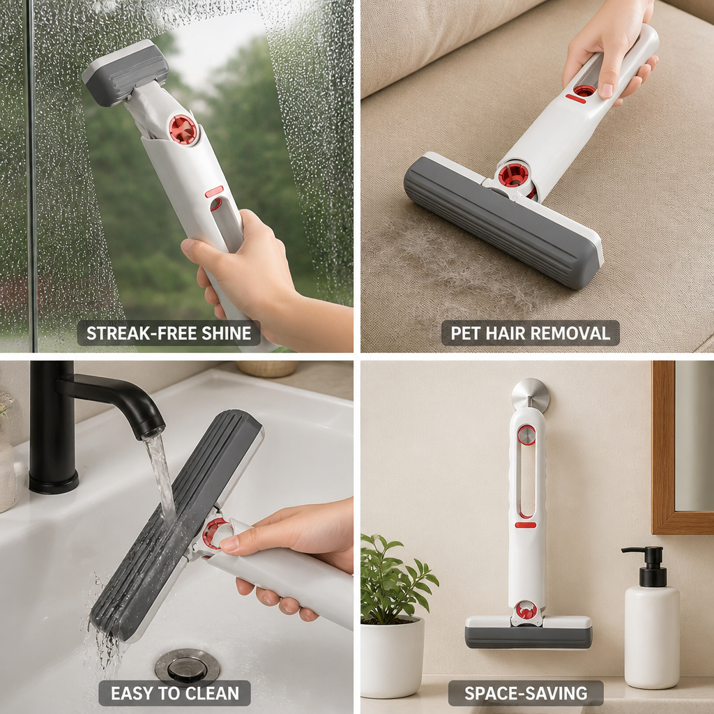 Streak-Free Soft Rubber Pet Hair Squeegee (Mini)