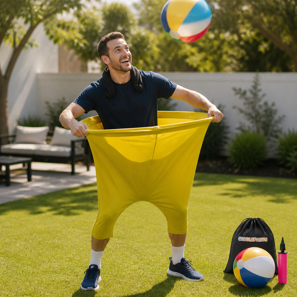 Stretchy One-Size Wearable Ball-Catcher Pants (Balls & Pump Included)