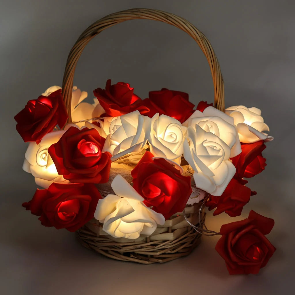 String Lights Fabric Rose Diffused Warm Glow