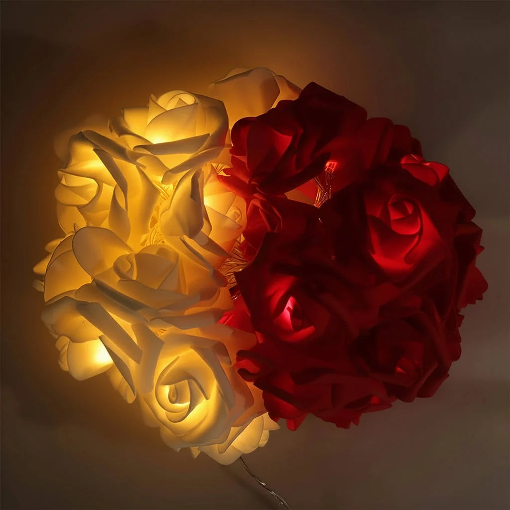String Lights Fabric Rose Diffused Warm Glow