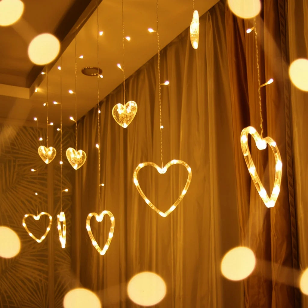 String Lights Heart-Shaped Warm White Battery & USB Powered