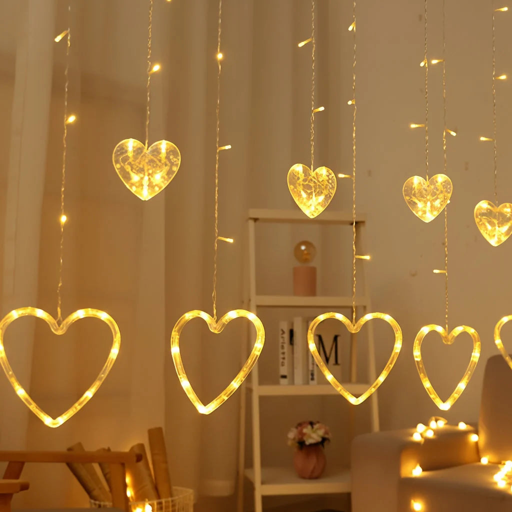 String Lights Heart-Shaped Warm White Battery & USB Powered