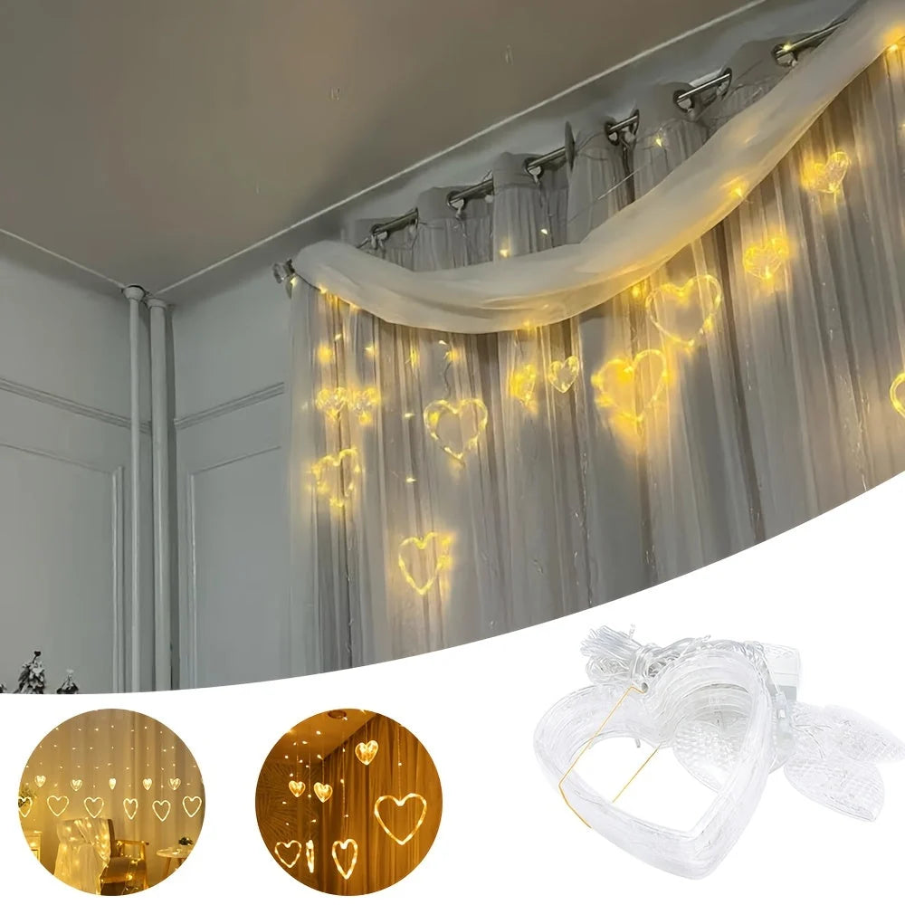 String Lights Heart-Shaped Warm White Battery & USB Powered