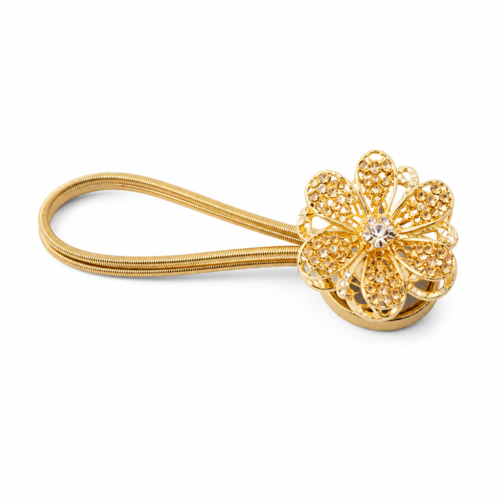 Strong Magnetic Floral Rhinestone Curtain Tieback (Flexible Steel Cable)