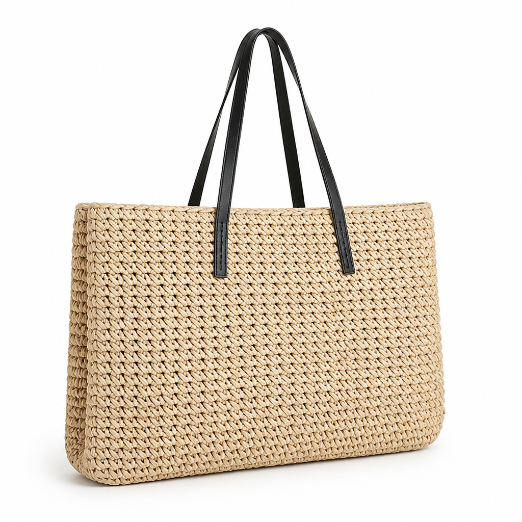 Structured Natural Raffia Beach Tote
