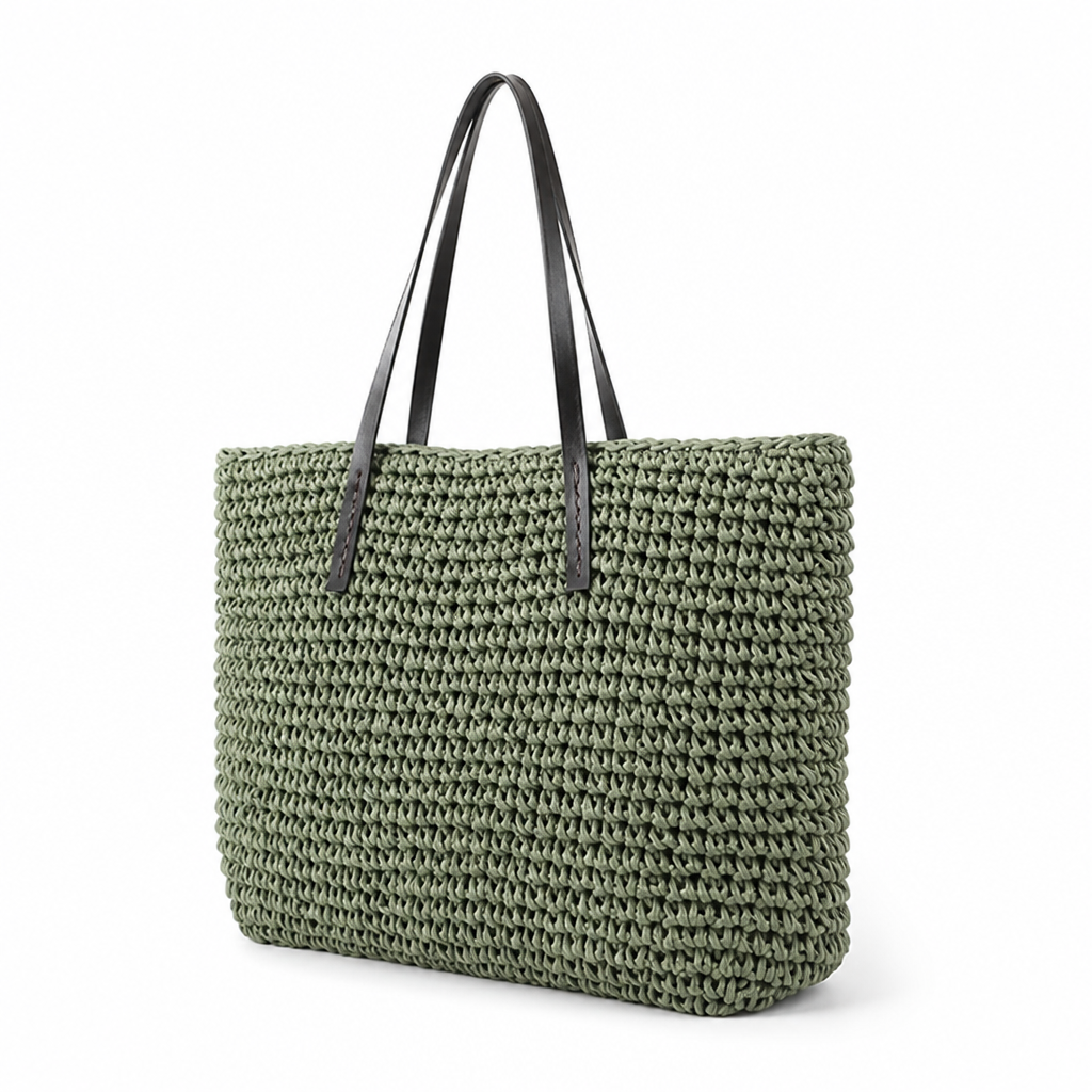 Structured Natural Raffia Beach Tote