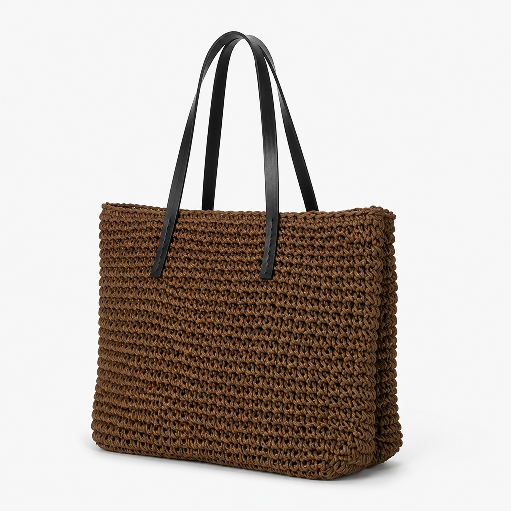 Structured Natural Raffia Beach Tote